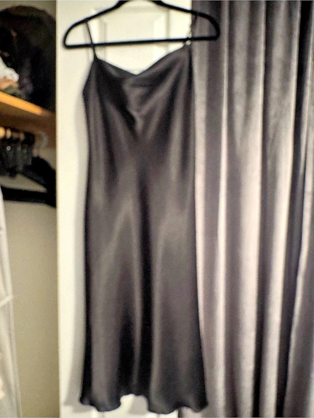 Bebe Satin Cowl Neck Midi Slip Dress Black